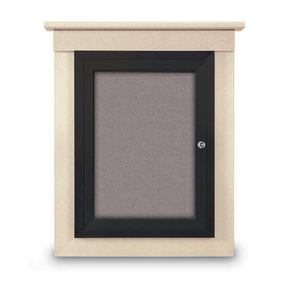 42"x32" 2-Door Enclosed Letterboard, Grey Felt/Lt Oak